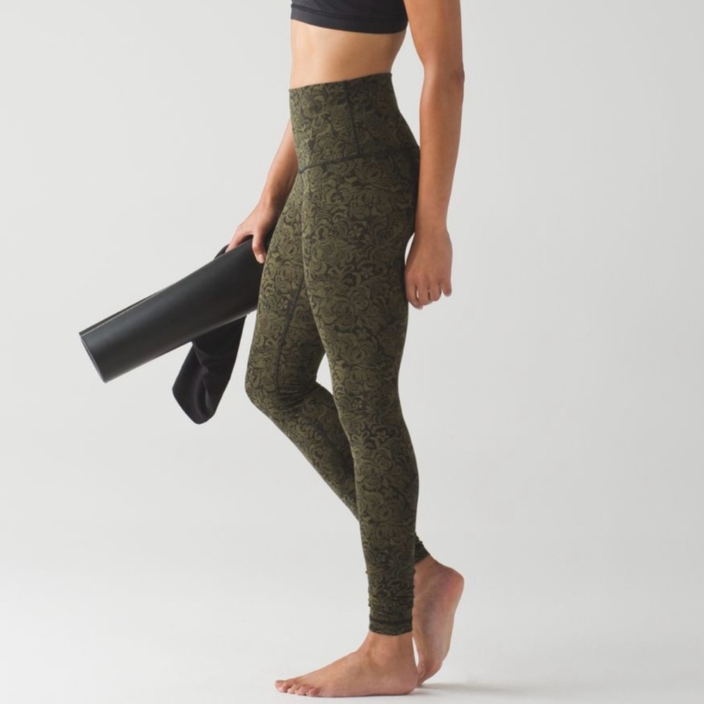 Lululemon wunder under (hi-rise) in pencil lace brave olive